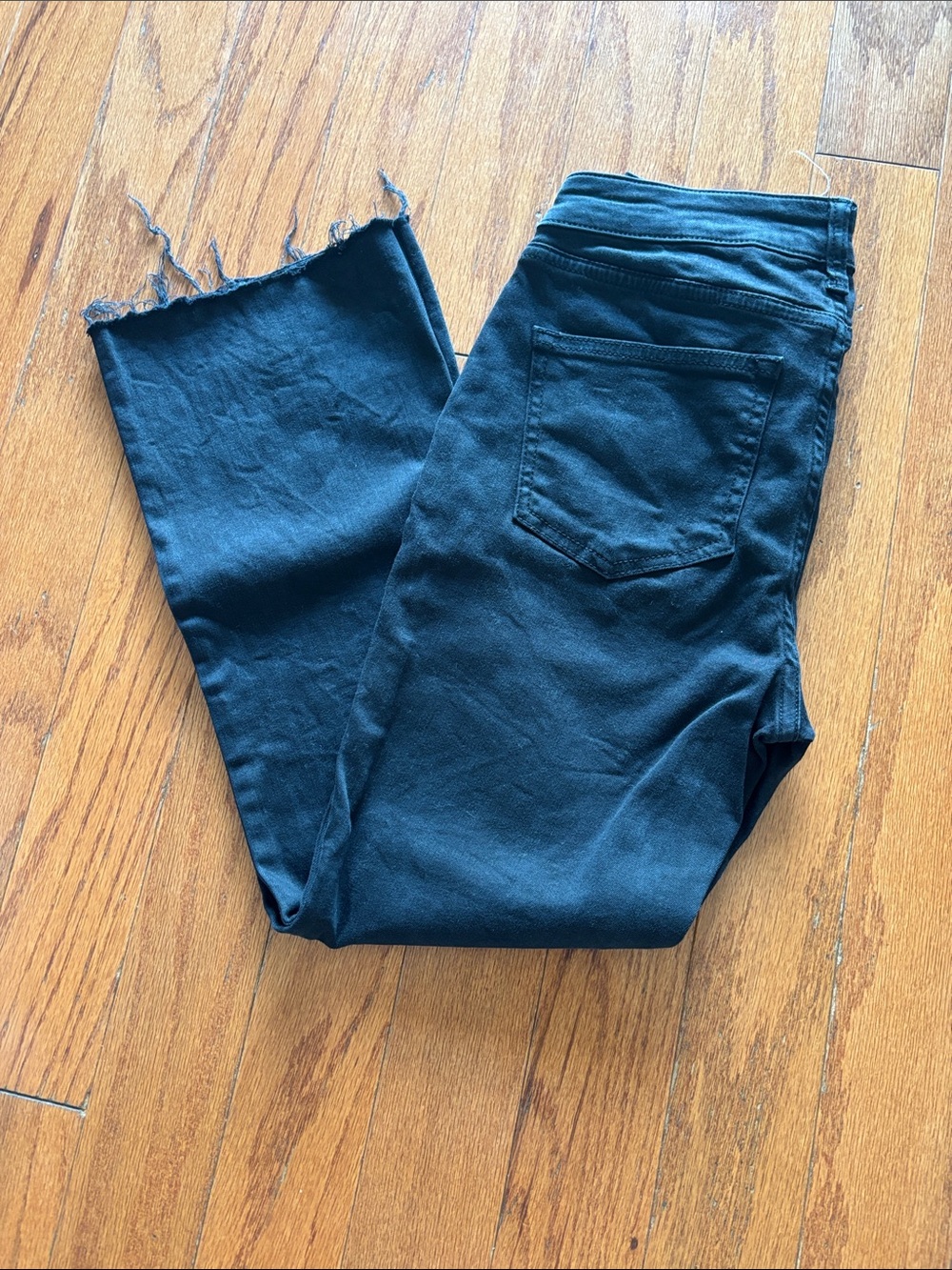 Pilcro Black Ankle Jeans with Frayed Hem